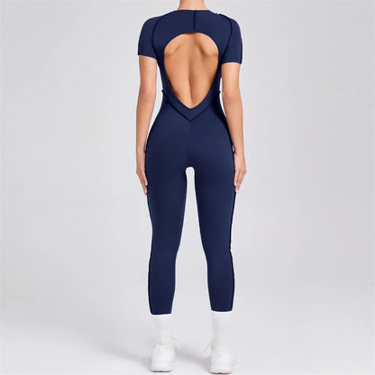 TRY TO BN Sport Jumpsuit Short Sleeves Backless Fitness Yoga Pant Workout Bodysuit One Piece Sportswear Tights Women Gym Clothes