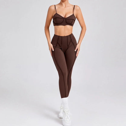 Hearuisavy 2025 New Style 2Pcs Sports Suit Women Workout Bra Suit Running Gym High Waist Legging Quick Dry Tight Yoga Clothing