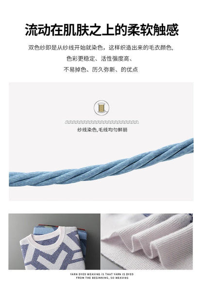 Men's Autumn Winter New 100% Cashmere O-Neck Sweater Fashion Knitted Jacquard Pullover Top Color blocked Thickened Men's Wear
