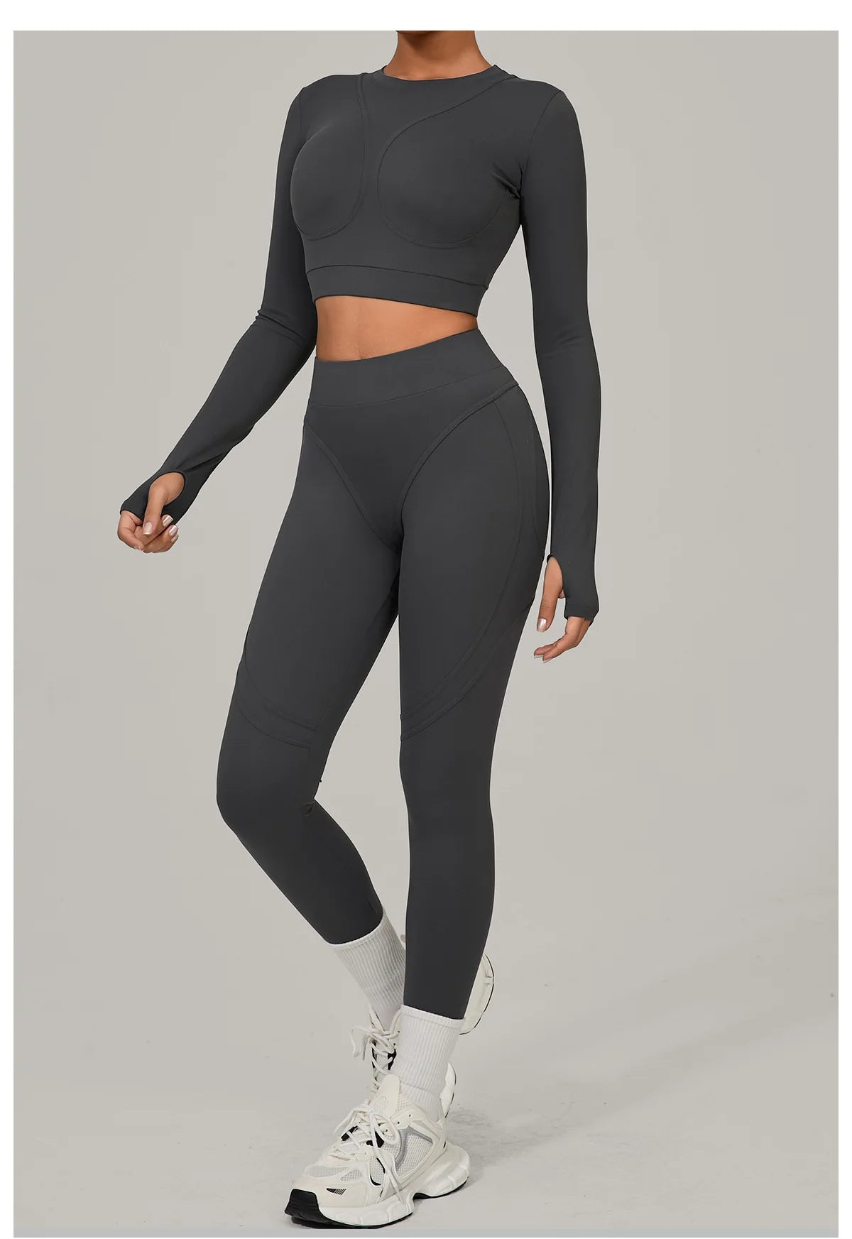 SWELTERING Yoga Suit Women Tracksuit 2PCS Sports Set Fitness Set Quick-Drying Gym Set Running Workout Long Sleeve Yoga Clothing