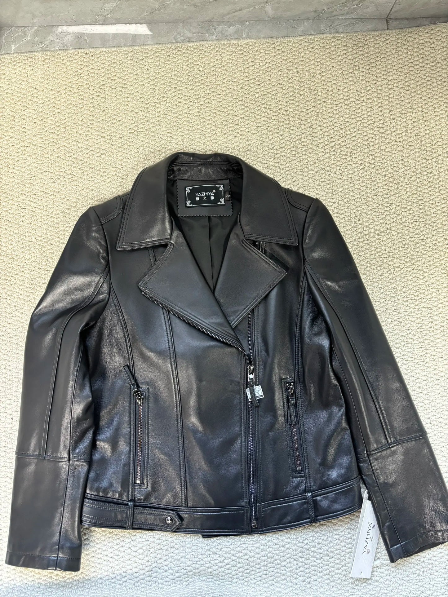 Women's Jacket Spring 2022 100% Sheepskin Jacket Woman Genuine Leather Women's Coat Black Motorcycle Jackets Chaquetas Xhl368