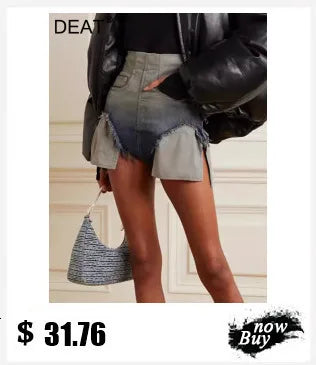 DEAT Fashion Dirty Dyed Jeans Women's High Waist Loose Straight Wide Leg Denim Pants Summer New 7A609