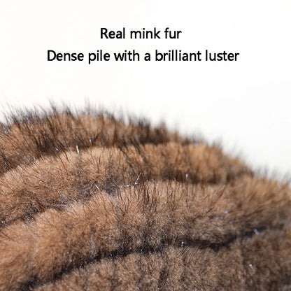 New fashion Genuine real natural women's knitted Mink Fur Hat  hand made knit Fashion Winter Headgear  brimless cap