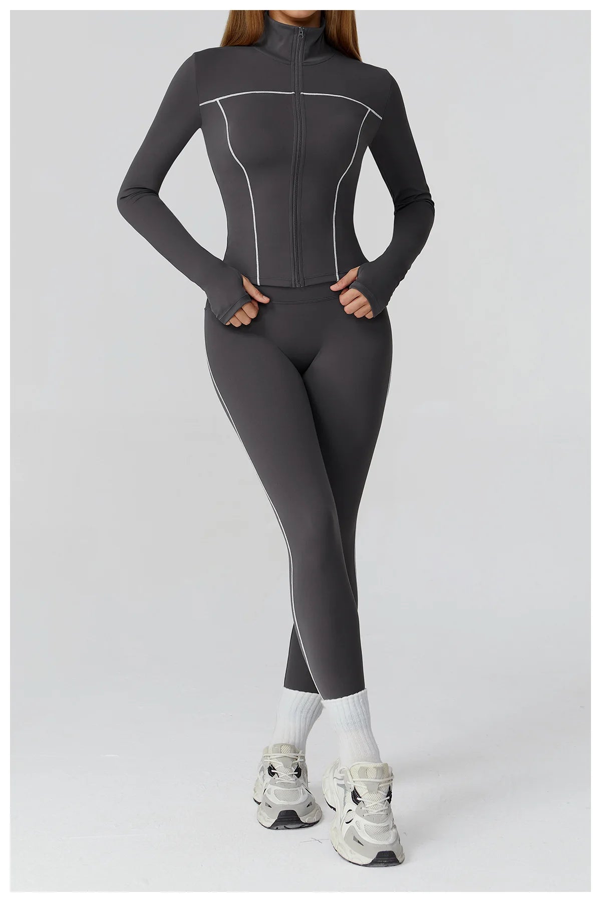 3PCS Yoga Set Women Workout Set 2 Pieces Sportswear Yoga Suit Gym Clothing Fitness Zipper Long Sleeve Sports High Waist Leggings