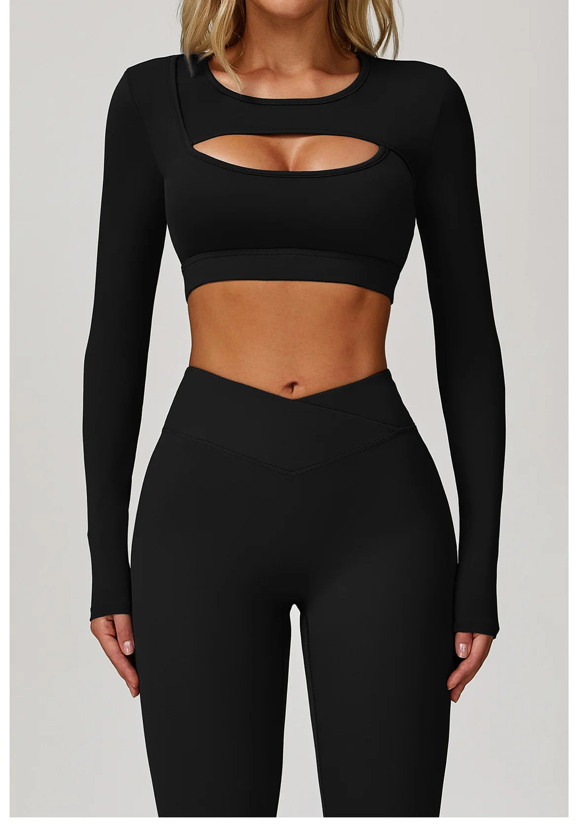 Women Yoga Shirts Crop Top Long Sleeves Sexy Hollow Out Shirts for Women Yoga Sports Fitness Gym Clothes Push Up Workout Tops