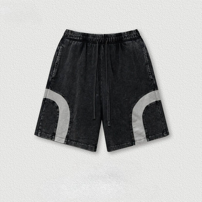 Customized LOGO men's summer European and American hip-hop style splicing contrasting shorts loose straight five-point pants