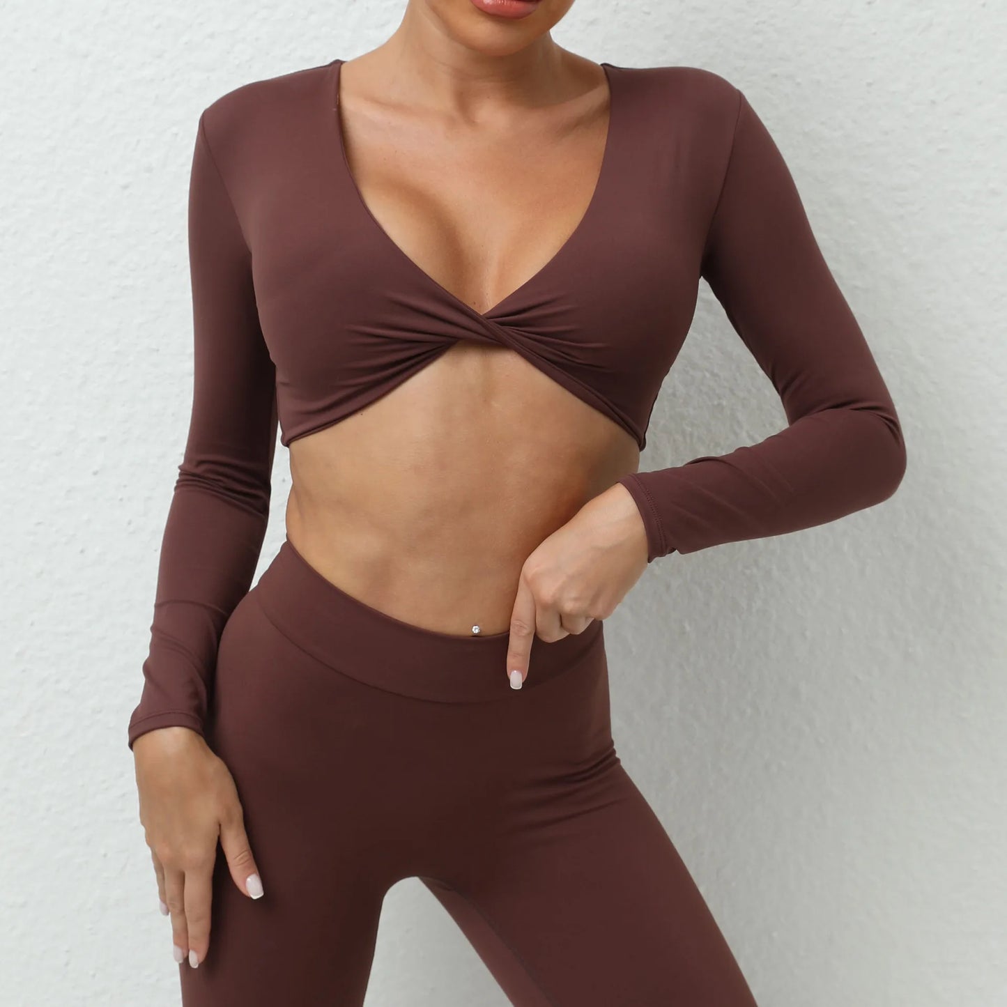 Sexy Creased Long Sleeve Crop Top Women Yoga Clothing Quick Dry Gym Long Sleeved Shirt Women Clothes Running Workout Sportswear