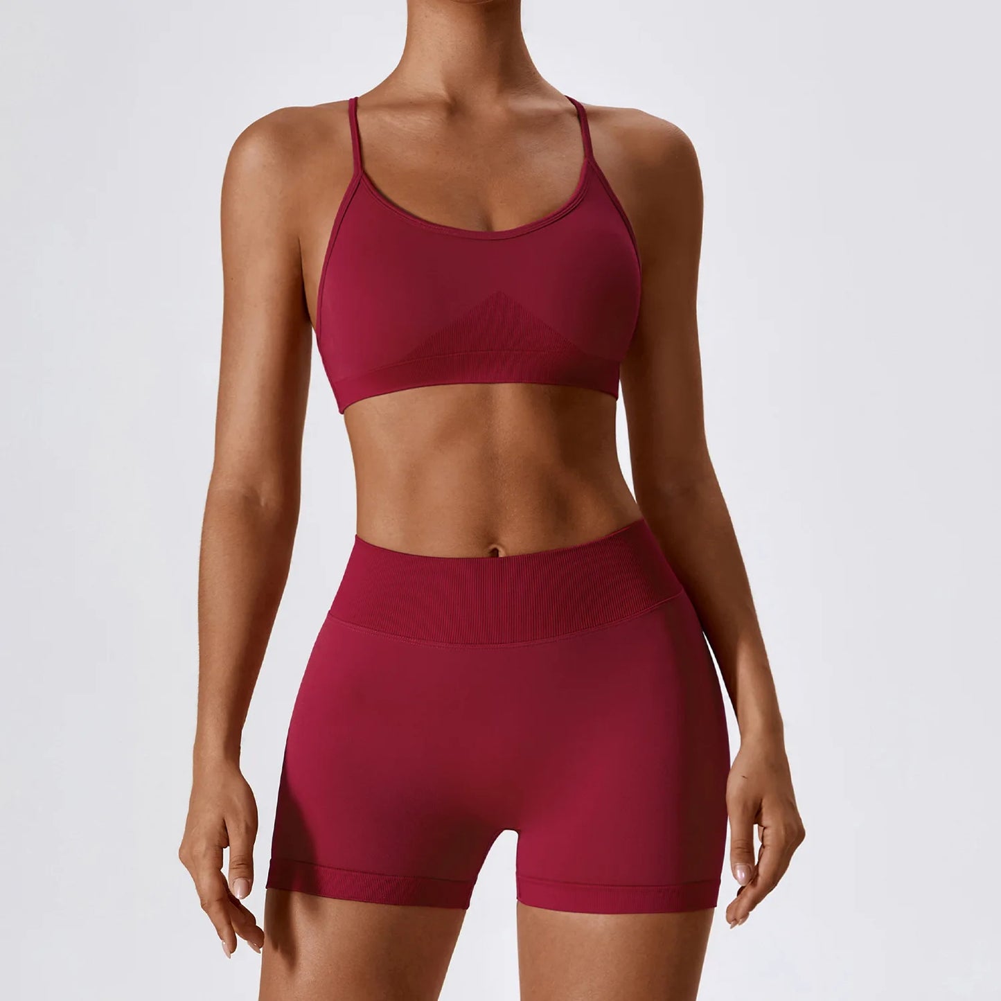 Seamless Yoga Set Gym Suits With Shorts Crop Top Sexy Bra Women's Pants 2 Pieces Set Running Workout Outfit Fitness Clothing