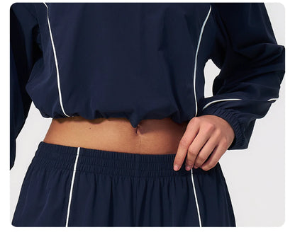 New Summer Sun Protection Set Yoga Set Women Two Piece Tracksuit Yoga Long Sleeved Wide-leg Pants Running Set Outdoor Sportswear