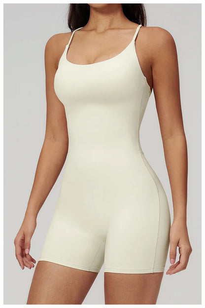 TRY TO BN Yoga Jumpsuit Shorts Cross Beautiful Back Sportswear Fitness Bodysuit One Piece Set Workout Running Gym Women Clothing