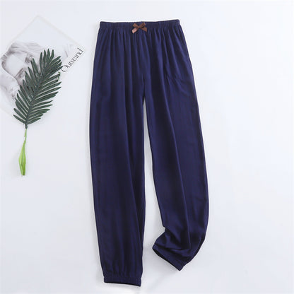 Spring and summer new women's trousers 100% viscose leg + straight casual breathable comfortable plus size home sleep pants cute