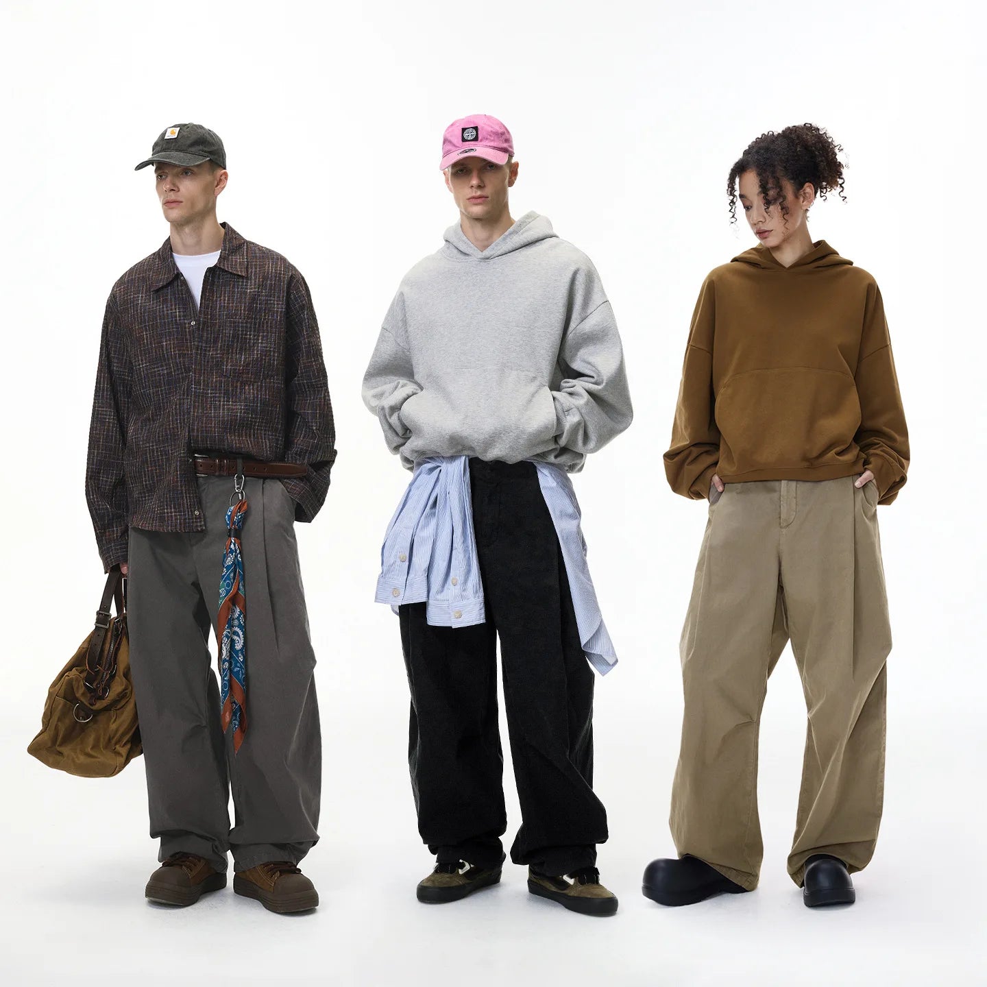 Custom LOGO men's clothing 98% cotton pleated tooling wide-leg pants autumn new loose casual men's trousers