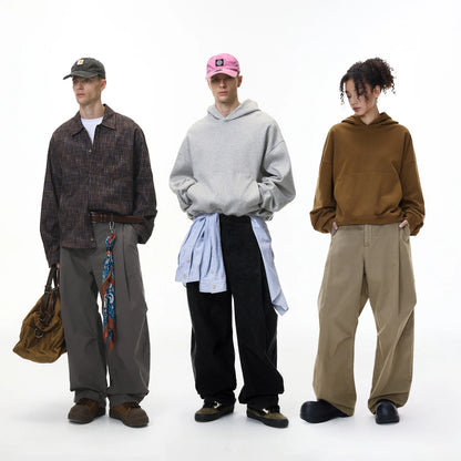 Custom LOGO men's clothing 98% cotton pleated tooling wide-leg pants autumn new loose casual men's trousers