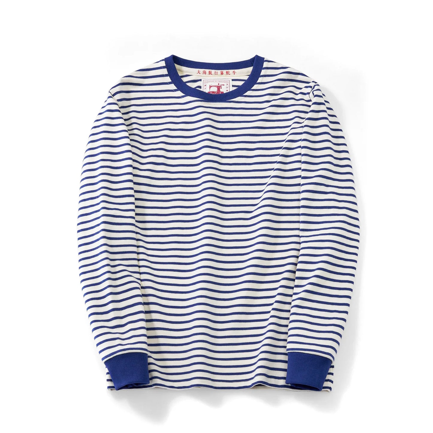 Autumn New Heavy Weight Long Sleeve Tshirt Men Cotton Round Neck Stripe Knited T Shirt Men Retro Casual Streetwear Tops Oversize