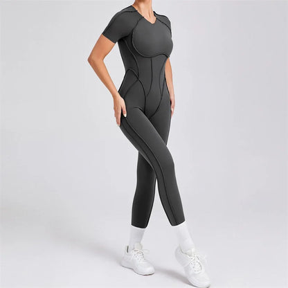 TRY TO BN Sport Jumpsuit Short Sleeves Backless Fitness Yoga Pant Workout Bodysuit One Piece Sportswear Tights Women Gym Clothes