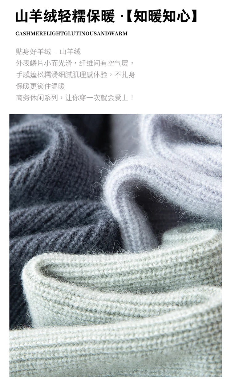 100% Cashmere Polo Sweater Autumn Winter Basic Smart Casual Long Sleeve Men's Pullover Cashmere Knitwear Soft Comfy Clothing Top