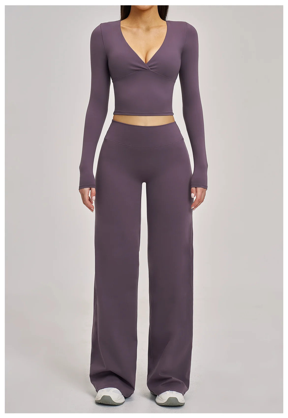 2PCS Yoga Set Women Tracksuits Workout Outfits Sportswear Gym Clothing Female Fitness Long Sleeve High Waist Leggings Yoga Suit