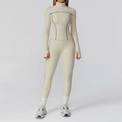 3PCS Yoga Set Women Workout Set 2 Pieces Sportswear Yoga Suit Gym Clothing Fitness Zipper Long Sleeve Sports High Waist Leggings