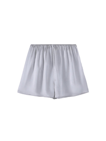 SuyaDream, Woman 100%Real Silk Shorts, 19mm, Elastic Waist, Comfortable Healthy Home Shorts, 2024 Spring Summer Pants, White