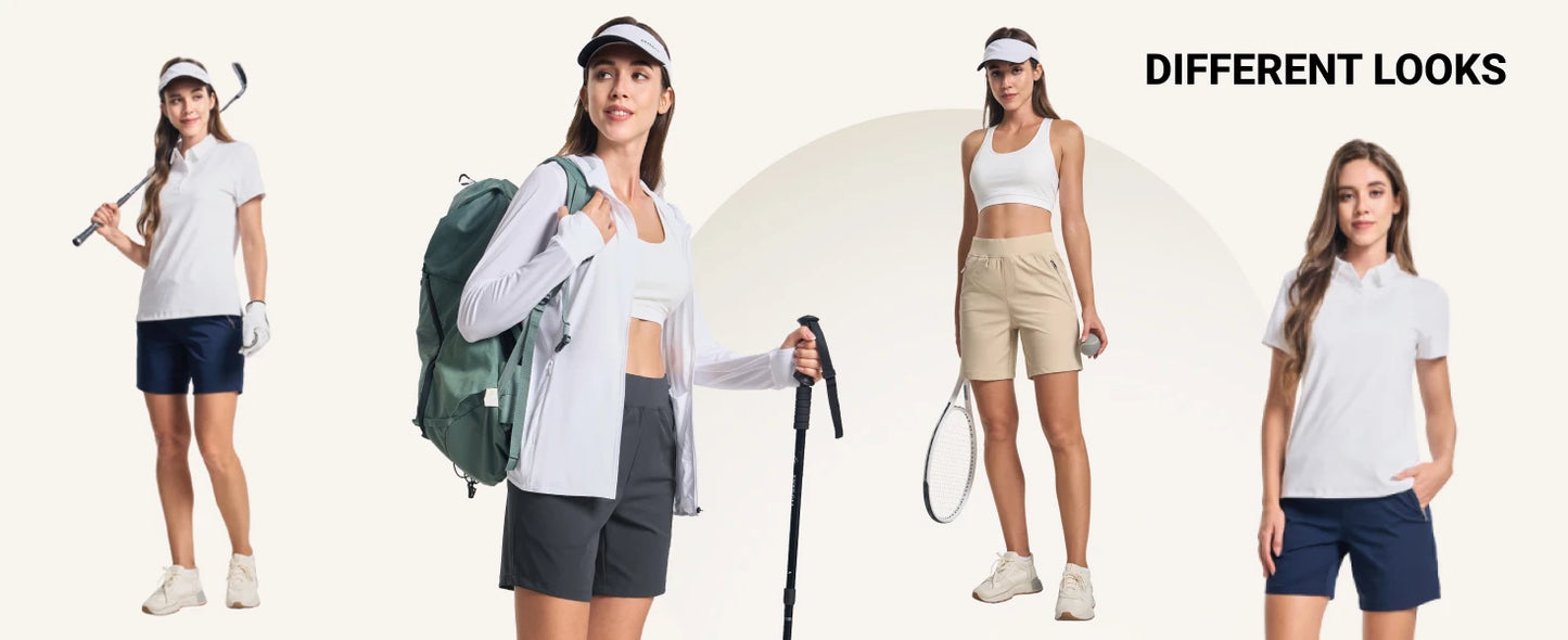 TACVASEN Women's High Waisted Hiking Golf Shorts with 4 Pockets 7" Lightweight Stretchy Athletic Running Summer Shorts Quick Dry
