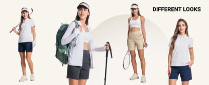 TACVASEN Women's High Waisted Hiking Golf Shorts with 4 Pockets 7" Lightweight Stretchy Athletic Running Summer Shorts Quick Dry