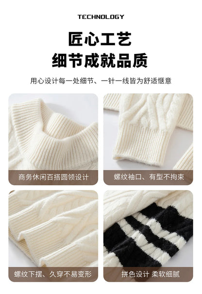Choice Men Mock Neck Pullover Cashmere Sweater Autumn Winter 100%Pure Cashmere Knitwear Smart Casual Sweater Korean Fashion Tops