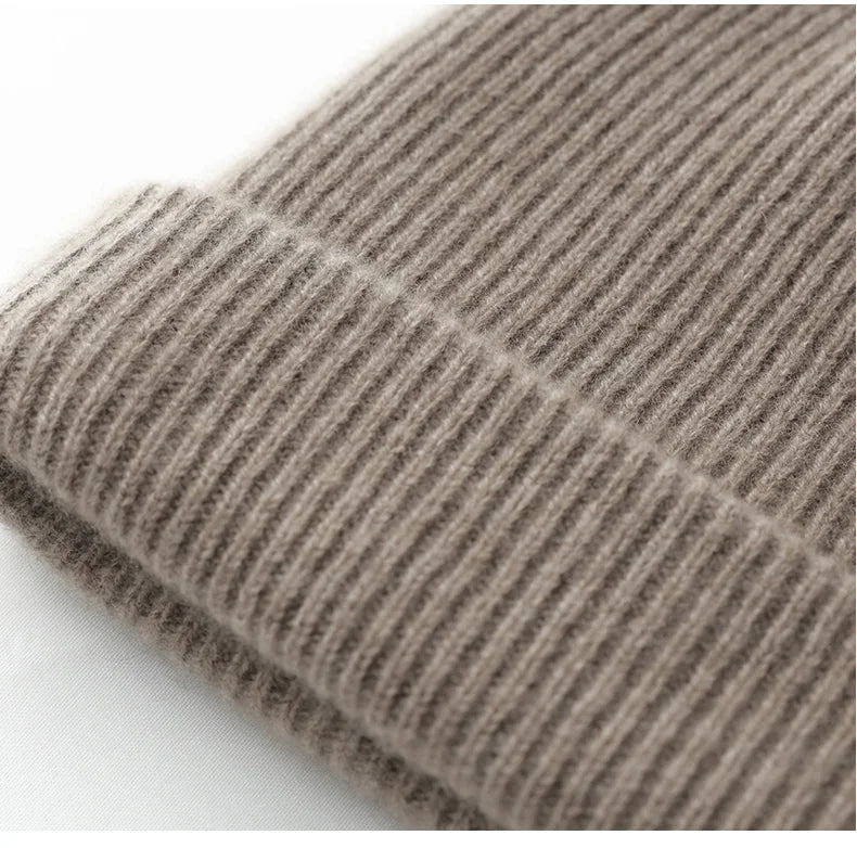 DjzDsm High Quality 100% Cashmere Knitted Hat for Men Casual Beanie Hat Thicken Cap Winter Soft Warm Cashmere Caps