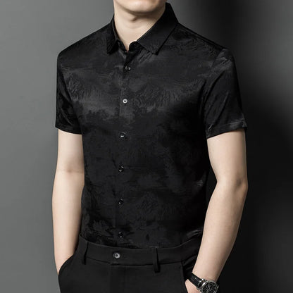 YOLANFAIRY 92.4% Mulberry Silk Mens Shirts Summer Shirt for Men Camisas Hombre Mens Button Up Shirt Mens Fashion Shirt Tops