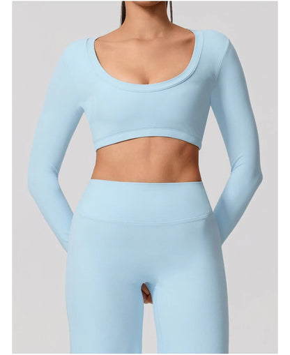 Women's Sports Long Shirt Female Backless Yoga Breathable Soft Shirt Autumn and Winter Training Top Woman Gym Sportswear