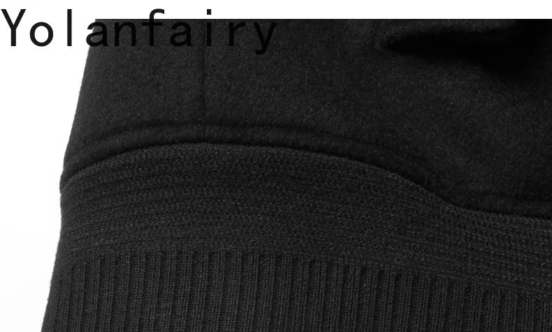 YOLANFAIRY 2025 Light Luxury 95% Wool 5% Cashmere Coats for Men Fashion Woolen Jacket Man Clothing Detachable Lapel Wool Coat