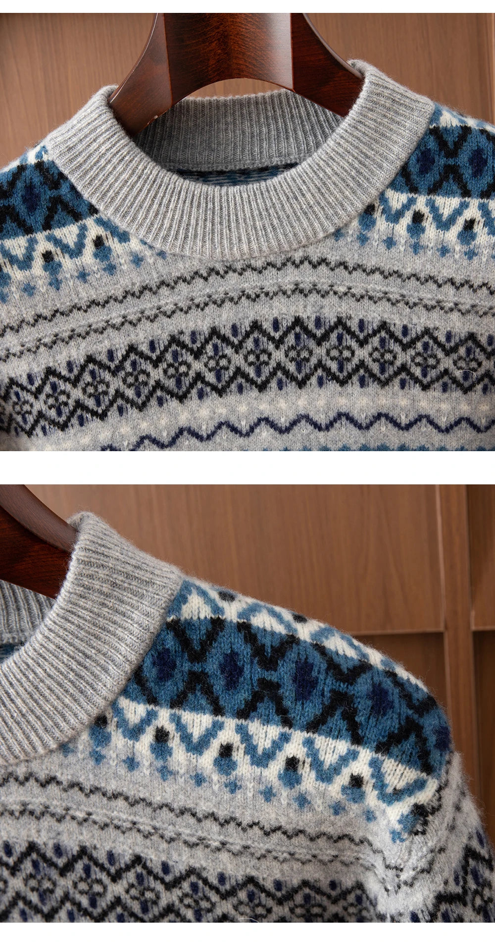 Autumn/Winter New Men's Sweater Jumper 100% Pure Wool Knitt Half High Neck Pullover Business Casual Jacquard Thickened Menswear