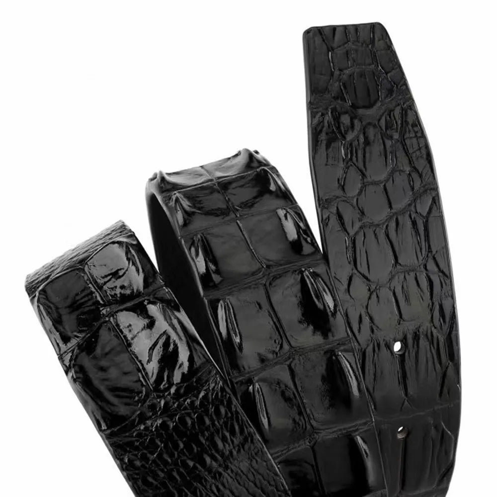 Genuine luxury brand men's belt made of real crocodile leather, featuring a retro-casual buckle, perfect for pairing with jeans.