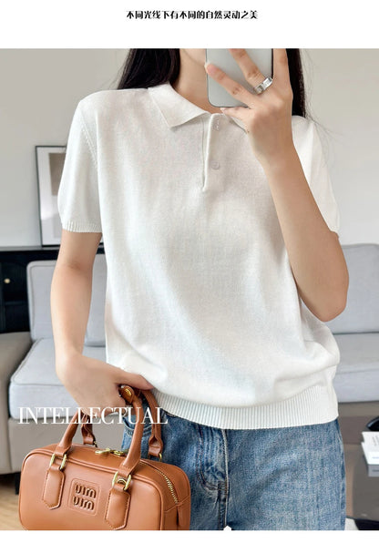 WinvyNee Summer Women's Clothing Cotton Polo T-shirt Short Sleeve Polo Collar Clothes Solid Casual Pullover Female Tops A1002029