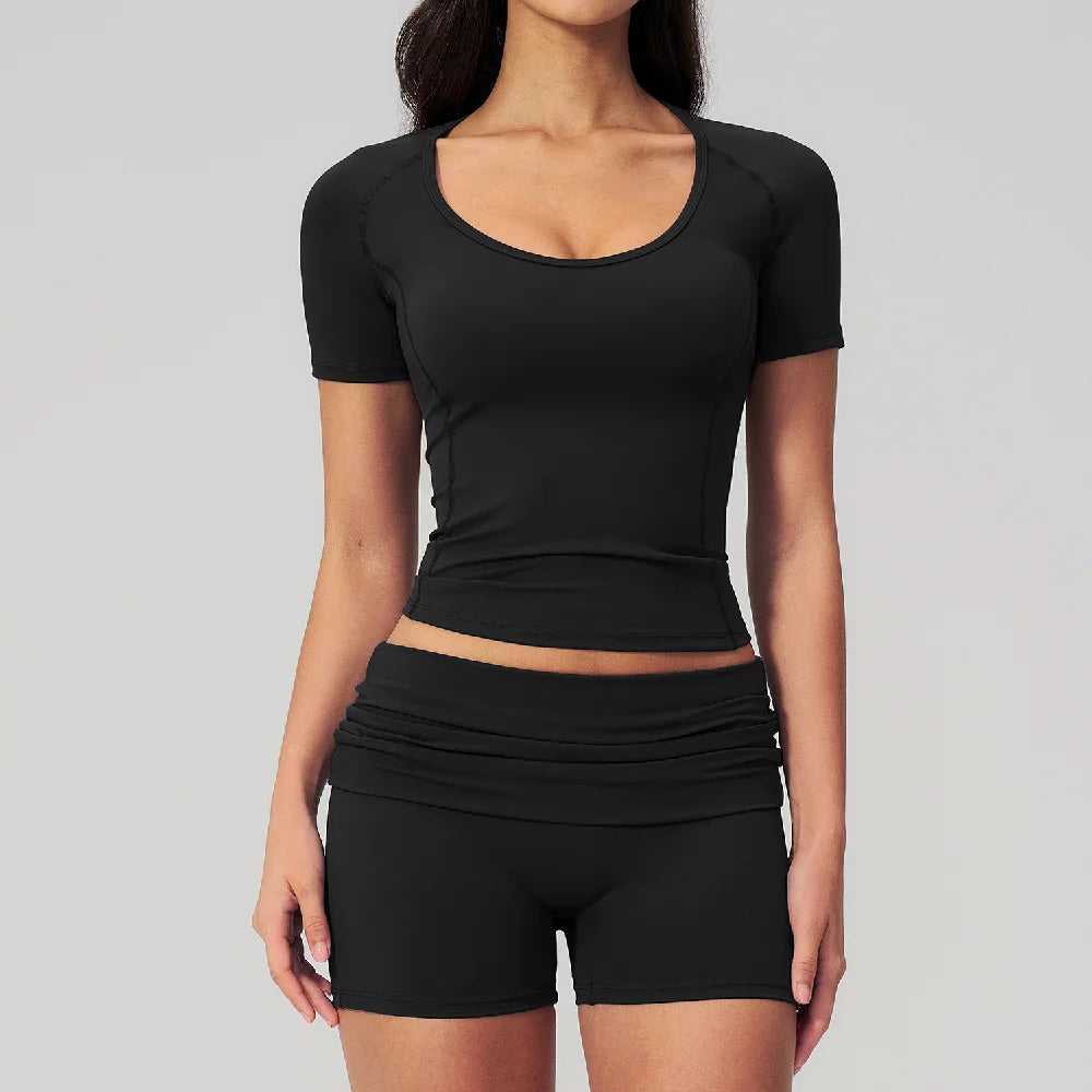 Summer 2PCS Tracksuits Yoga Suit Female Fitness Suit Running Workout Tops Shockproof Crop Sports Top Athletic Wear Sports Suit