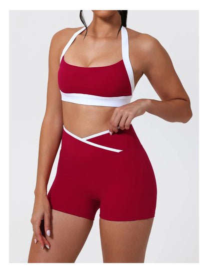 Ctenkevet Women's Color Clash Crop Top Quick-Dry Gym Bra Female Sleeveless Backless Sports Underwear for Outdoor Running CropTop