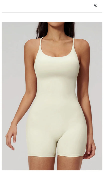 TRY TO BN Yoga Jumpsuit Shorts Cross Beautiful Back Sportswear Fitness Bodysuit One Piece Set Workout Running Gym Women Clothing