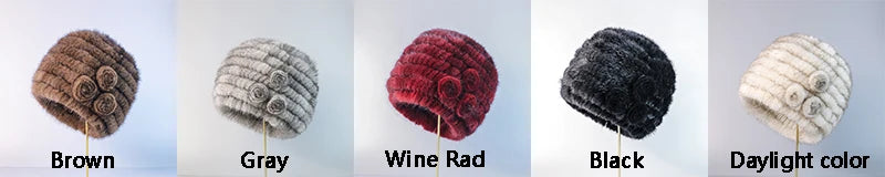 New fashion Genuine real natural women's knitted Mink Fur Hat  hand made knit Fashion Winter Headgear  brimless cap