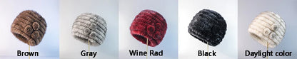New fashion Genuine real natural women's knitted Mink Fur Hat  hand made knit Fashion Winter Headgear  brimless cap