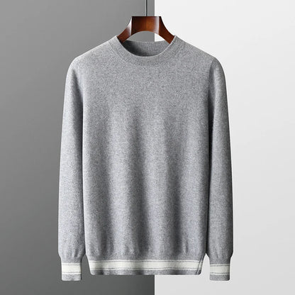 Autumn and Winter 100% Pure Cashmere 2-Piece set Men Loose and Warm Round Neck Pullover Sweater Knitted Casual Pencil Pants Suit