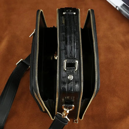 Real crocodile leather large-capacity men's handbag authentic crocodile leather business bag fashion men's shoulder bag