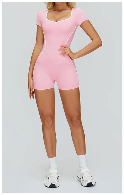 TRY TO BN Gym Jumpsuit Sports Hollow Back Women's Breathable Contrasting Colors Bodysuit Fitness One Piece Running Yoga Clothing