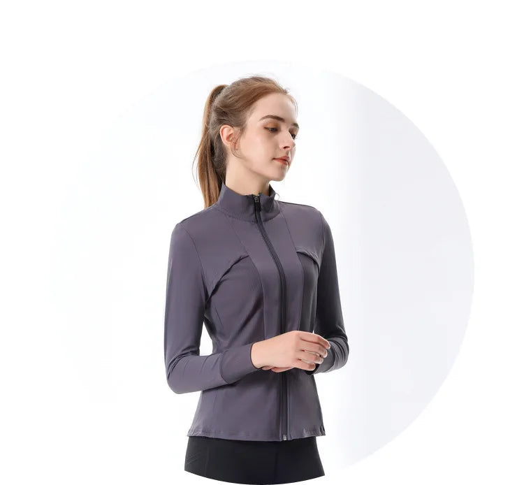 New Autumn SeasonsYoga Wear Women's Running Sportswear Tops Zip Up Sweatshirt Workout Fitness Clothes Cardigan Slim Tight Jacket