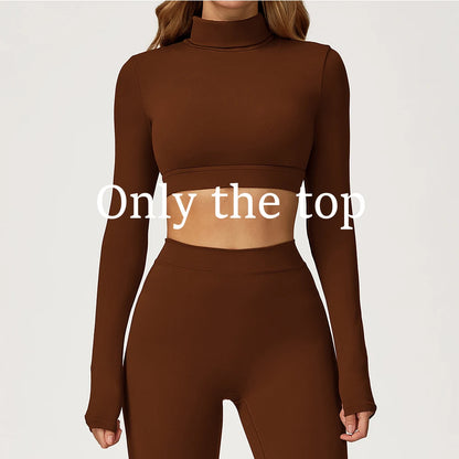 Female Gym Workout Shirts Yoga T-Shirt Fitness Long Sleeve Breathable High Elastic Crop Top Running Push Up Sports T-Shirt
