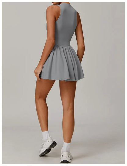 Tennis Skirt Sports Fitness Stand-up Collar Anti-light Golf Badminton Casual Fitness Workout Clothing Gym Yoga Suit for Women