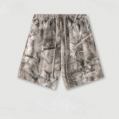 Custom LOGO men's 315G cotton polyester summer American street camouflage loose sports vest shorts outdoor fitness set