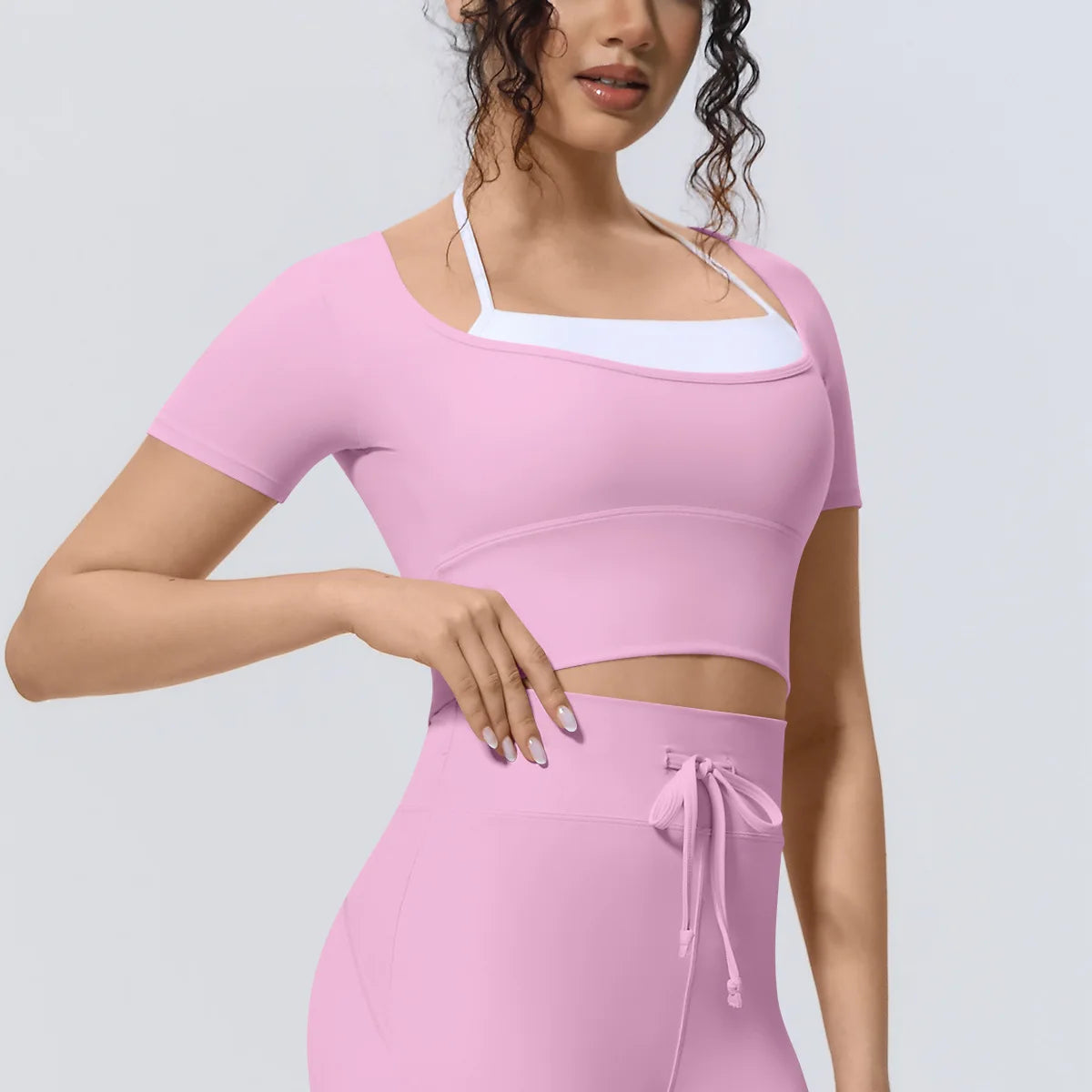 Yoga Sexy Dance Clothes High Elastic Sports T-shirt Women Fitness Top Short Sleeves Running Shirts Gym Push Up Workout Top Tee