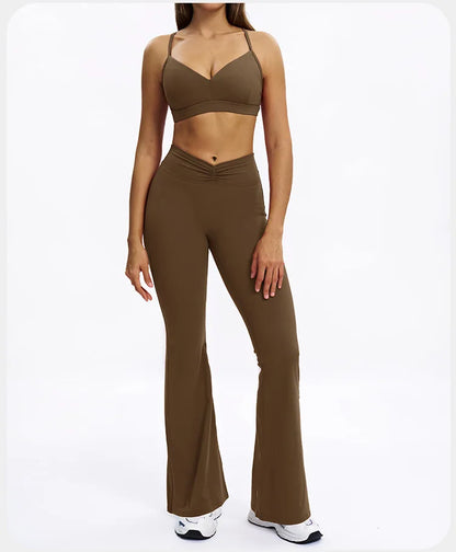 SWELTERING 2PCS Yoga Set Fitness Gym Tracksuit Sportswear Women Workout Outfits High Waist Leggings Sports Bra Athletic Wear
