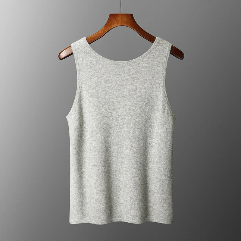 DjzDsm 2025 New H-Shaped Vest Men's Clothing 100% Pure Cashmere Pullover Solid Color Daily Interior Wear Suspender Knit Sweater