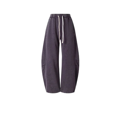Custom LOGO Men's 320G retro fried snowflake 100% cotton high street scimitar straight tube old loose straight trousers