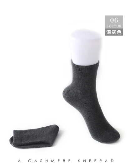 DjzDsm Men's Pure Cashmere Knitted Socks, Casual Medium Tube Socks, Antibacterial and Deodorizing Men's Socks, Warm and Elastic